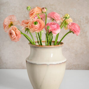 8in Tall Cream Ceramic Vase