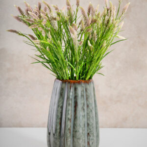 11in Tall Grey Glazed Ceramic Vase