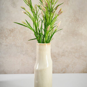 11in Tall Cream Ceramic Cylinder Vase