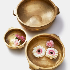 15.75in Wide Antique Brass Handi Centerpiece Bowl